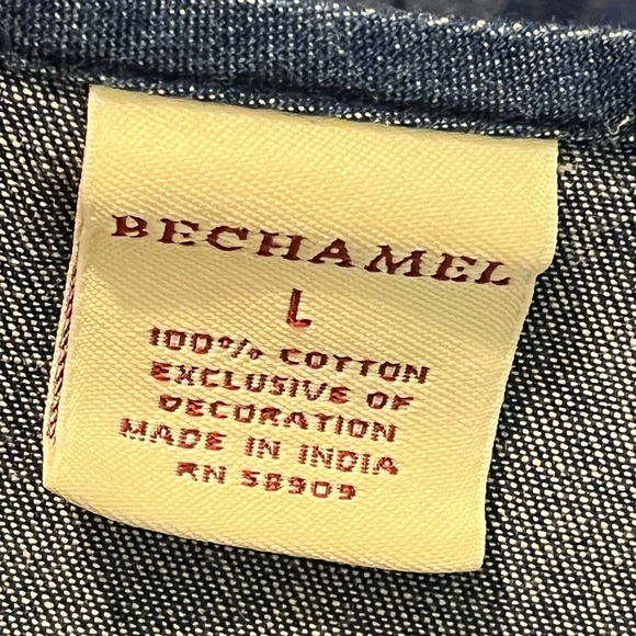 Y2K Bechamel Denim Midi Dress Jungle Animal Patches Short Sleeves Pockets Large - Picture 2 of 12